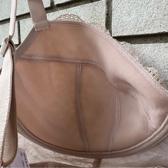 Freya Fancies Longline Bra 32J US Natural Beige Lace Padded Underwire Lingerie - Picture 6 of 9